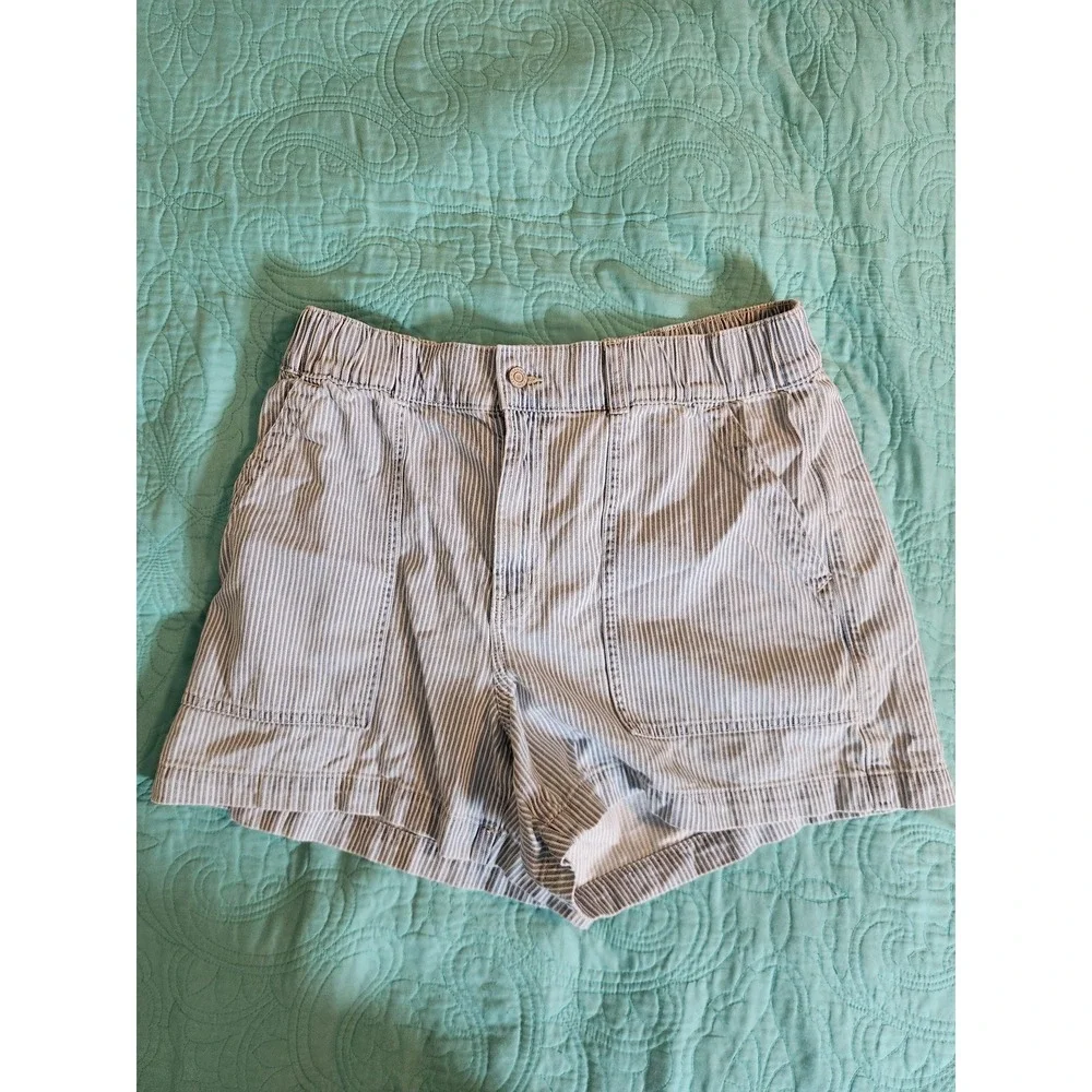 Gap Factory Blue Railroad Stripe Ultrasoft Denim Utility Shorts 4in Inseam S
